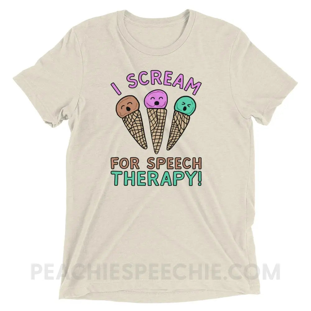I Scream for Speech Tri-Blend Tee - Oatmeal Triblend / XS - T-Shirts & Tops peachiespeechie.com