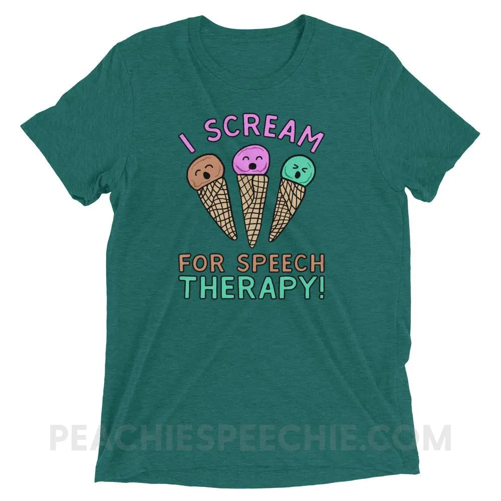 I Scream for Speech Tri-Blend Tee - Teal Triblend / XS - T-Shirts & Tops peachiespeechie.com