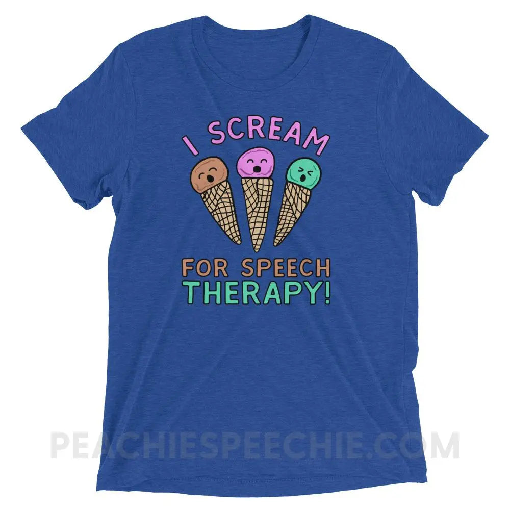 I Scream for Speech Tri-Blend Tee - True Royal Triblend / XS - T-Shirts & Tops peachiespeechie.com