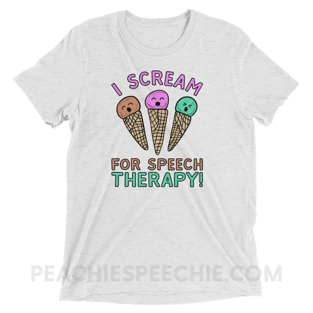 I Scream for Speech Tri-Blend Tee - White Fleck Triblend / XS - T-Shirts & Tops peachiespeechie.com
