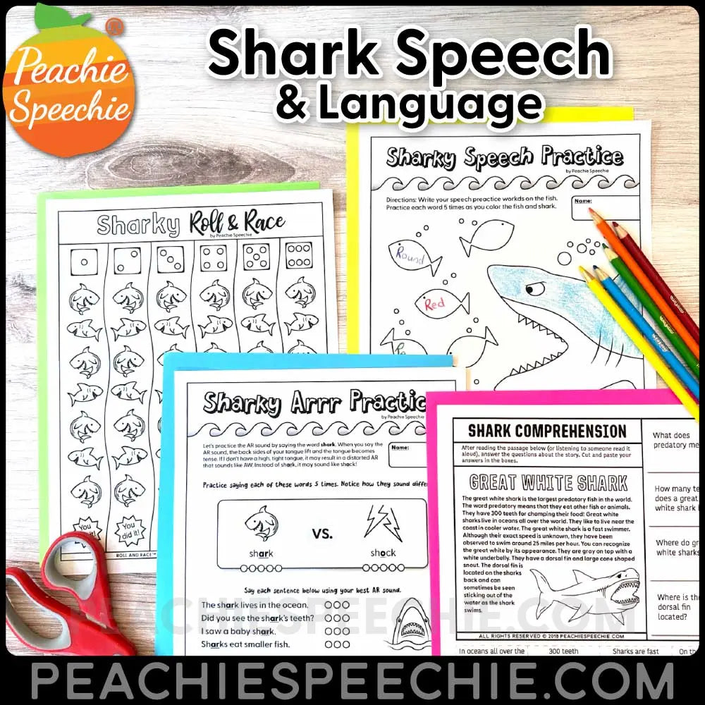 Shark Themed Speech & Language Mini-Pack - Materials peachiespeechie.com