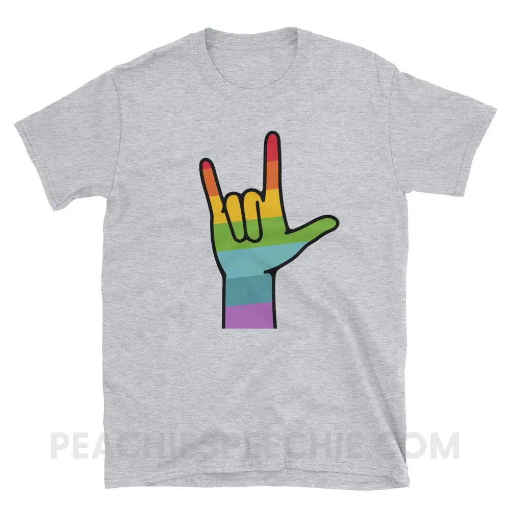 Sign Love Classic Tee - Sport Grey / S - T-Shirts & Tops peachiespeechie.com