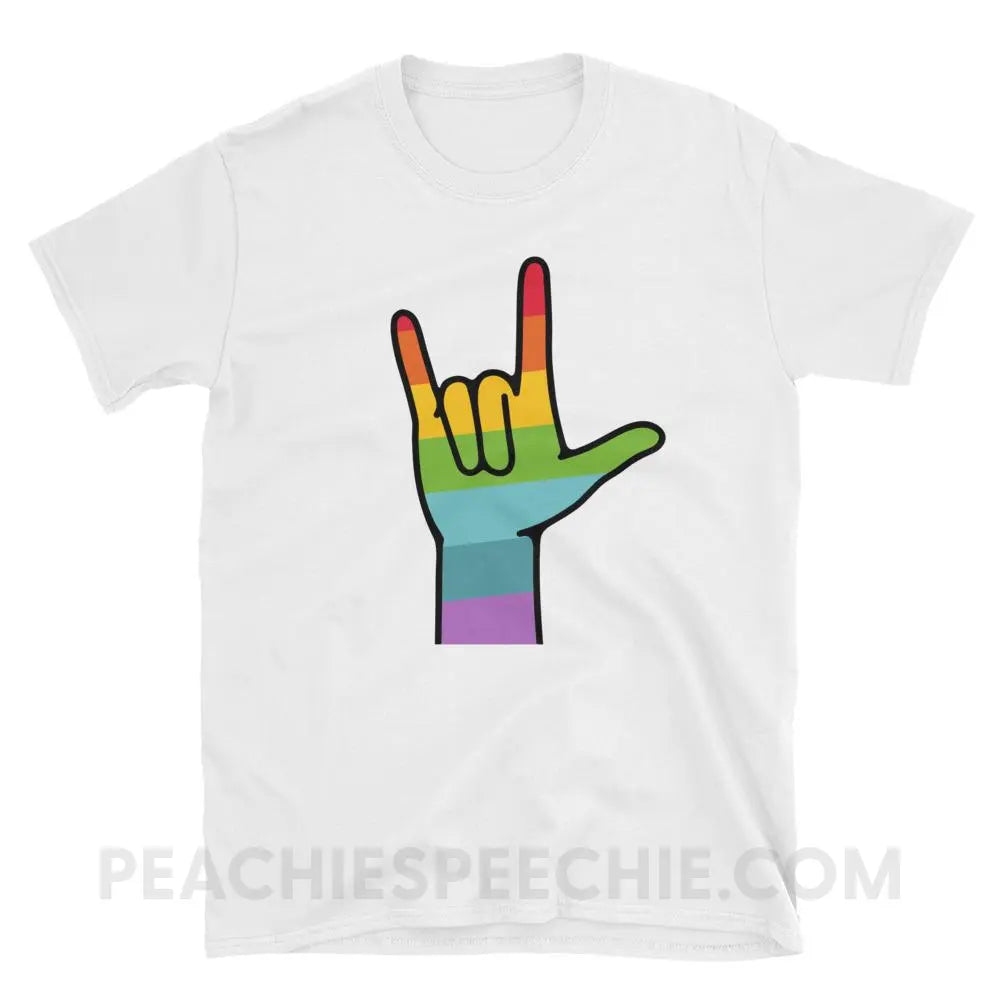 Sign Love Classic Tee - White / S T - Shirts & Tops peachiespeechie.com