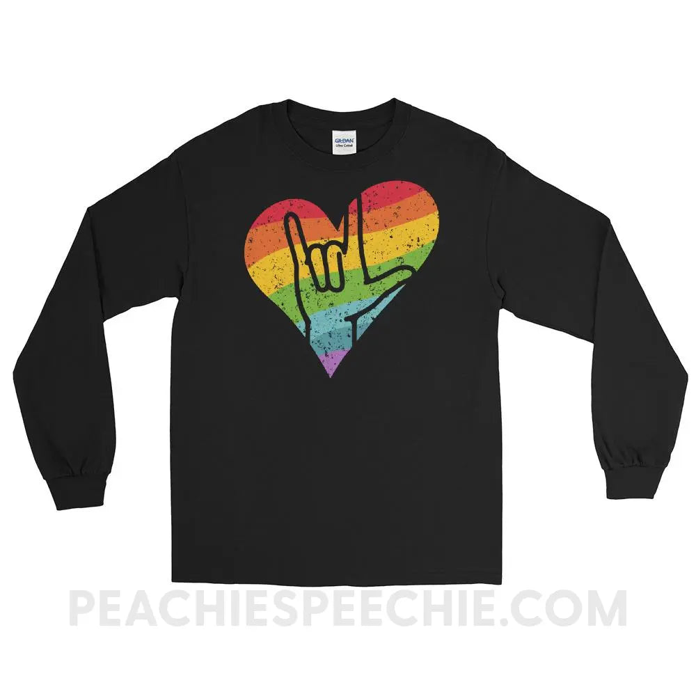 Sign Love Long Sleeve Tee - Black / S - T-Shirts & Tops peachiespeechie.com