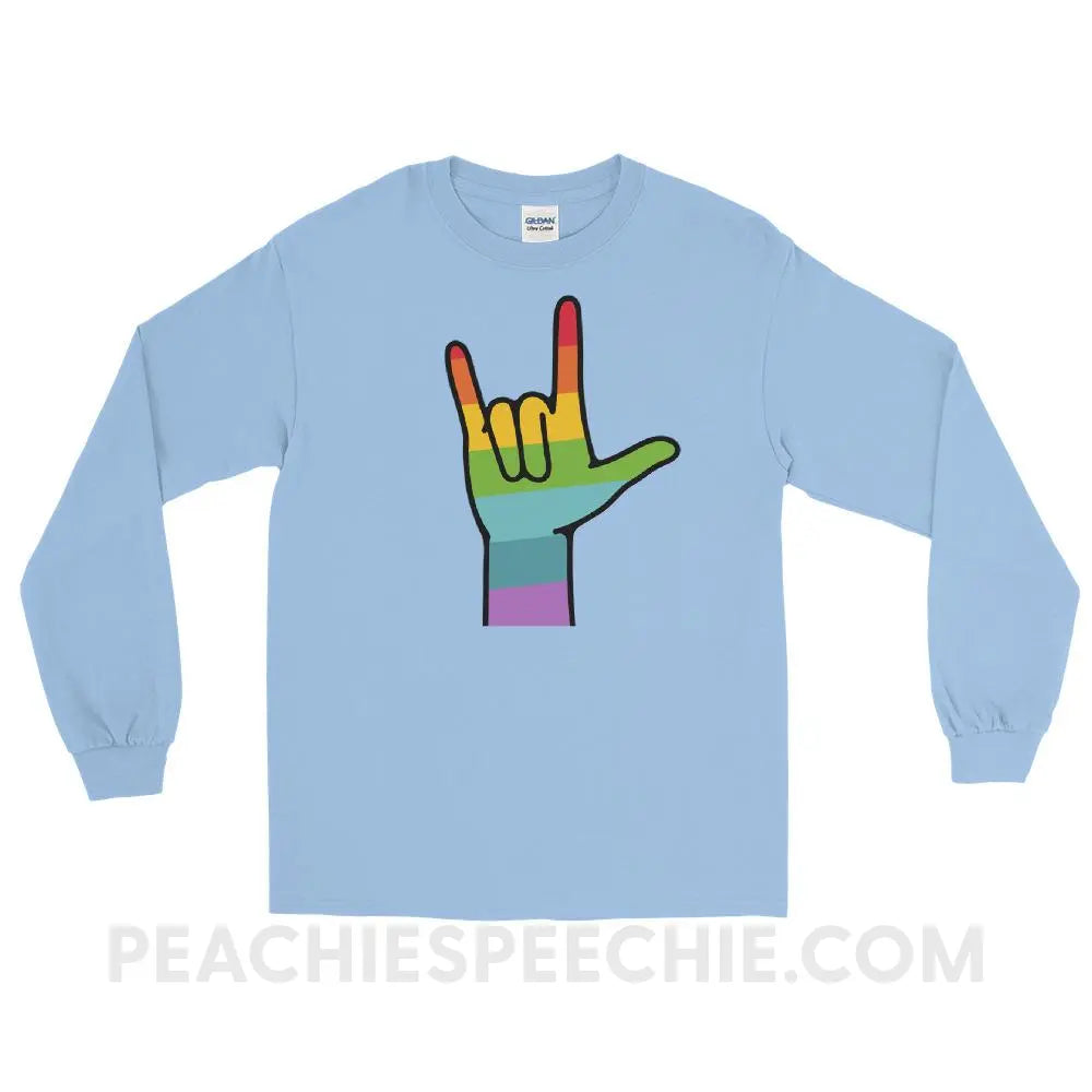 Sign Love Long Sleeve Tee - Light Blue / S - T-Shirts & Tops peachiespeechie.com