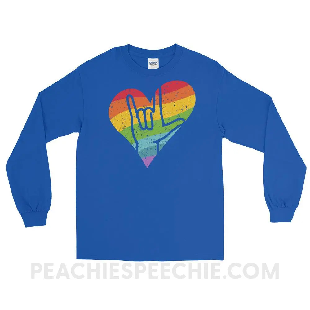 Sign Love Long Sleeve Tee - Royal / S - T-Shirts & Tops peachiespeechie.com