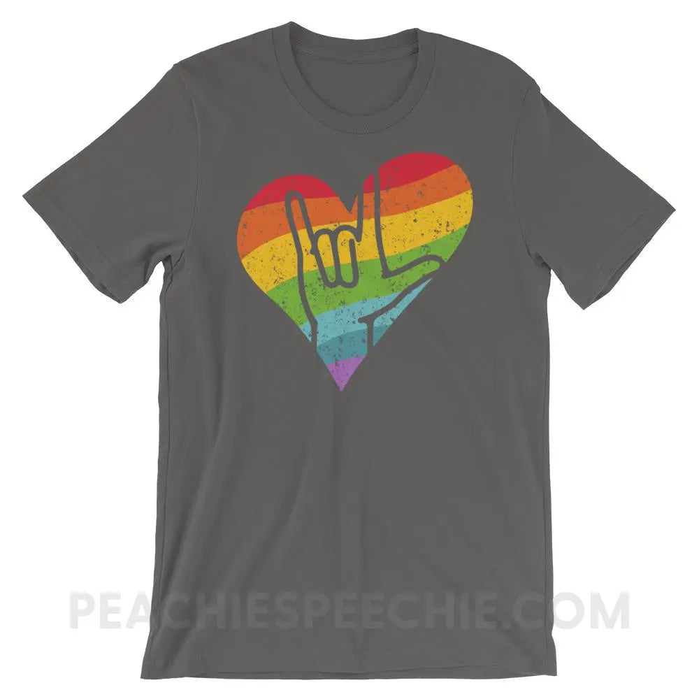 Sign Love Premium Soft Tee - Asphalt / S - T-Shirts & Tops peachiespeechie.com