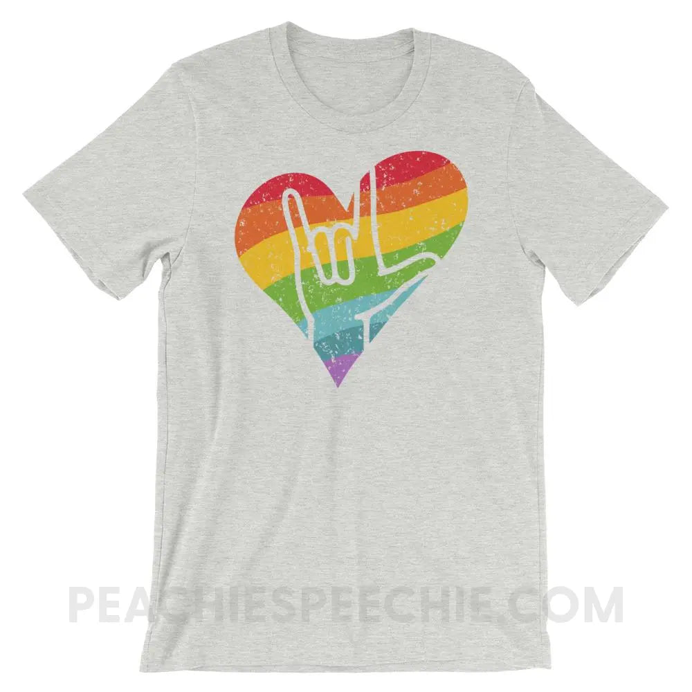 Sign Love Premium Soft Tee - Athletic Heather / S - T-Shirts & Tops peachiespeechie.com