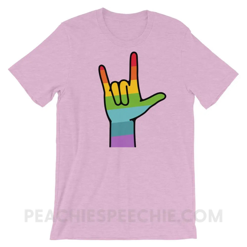 Sign Love Premium Soft Tee - Heather Prism Lilac / XS - T-Shirts & Tops peachiespeechie.com