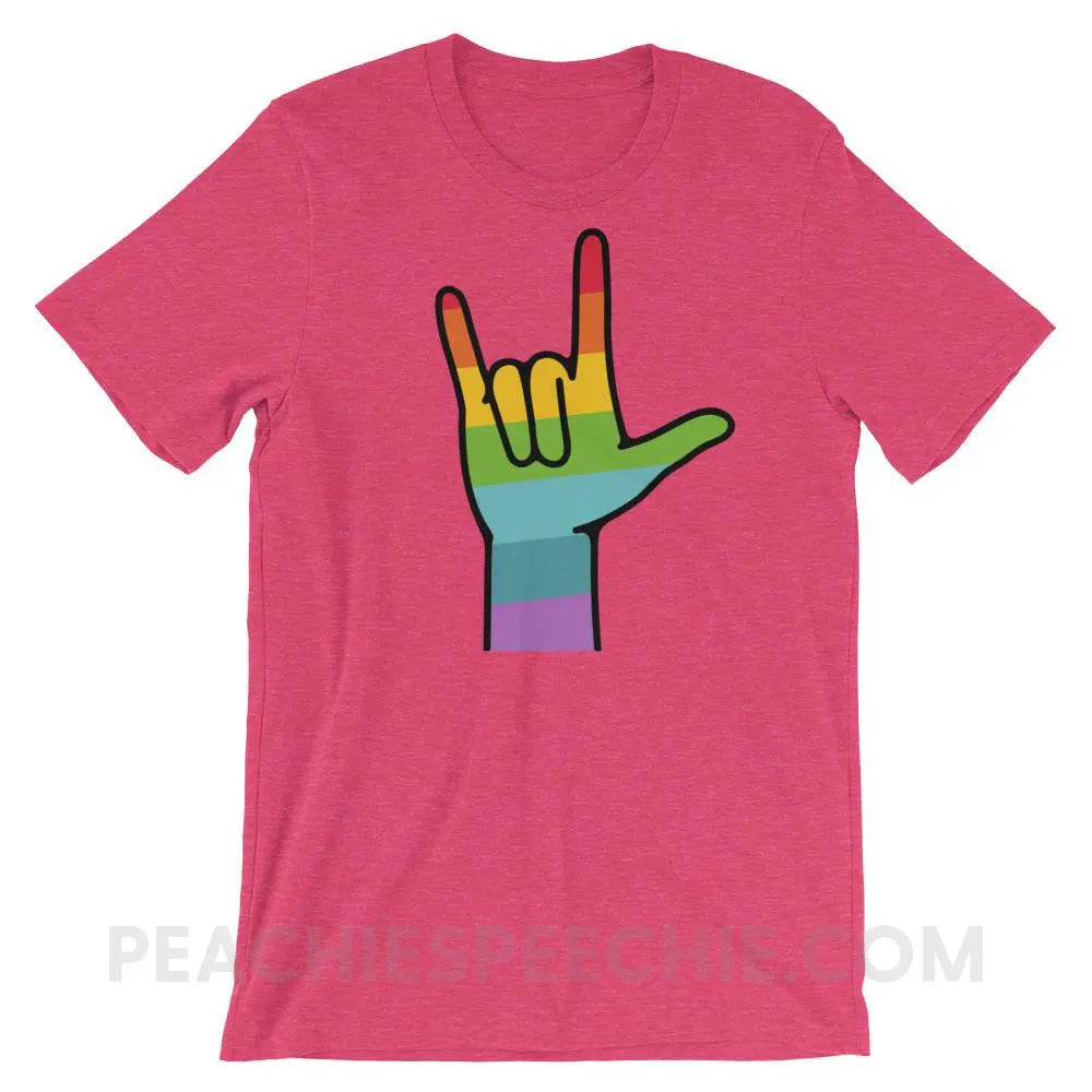 Sign Love Premium Soft Tee - Heather Raspberry / S - T-Shirts & Tops peachiespeechie.com