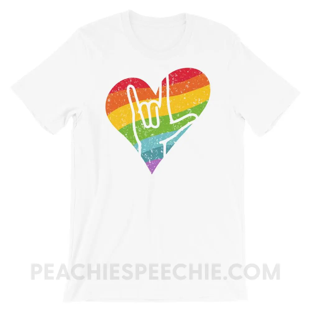 Sign Love Premium Soft Tee - White / XS - T-Shirts & Tops peachiespeechie.com
