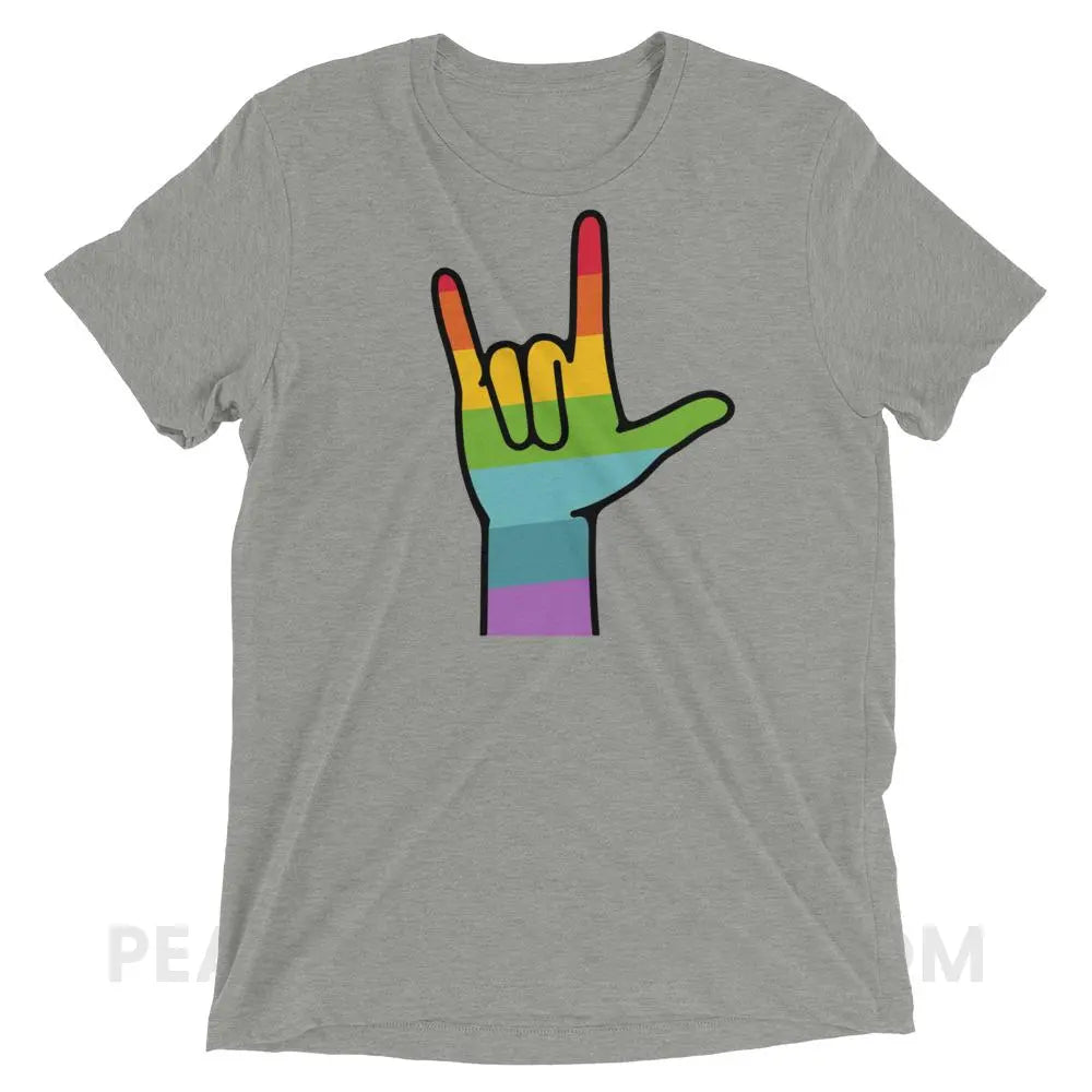 Sign Love Tri-Blend Tee - Athletic Grey Triblend / XS - T-Shirts & Tops peachiespeechie.com
