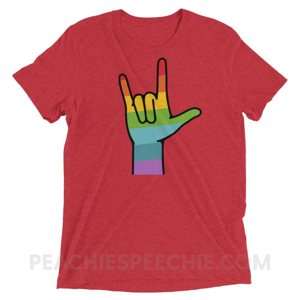 Sign Love Tri-Blend Tee - Red Triblend / XS - T-Shirts & Tops peachiespeechie.com
