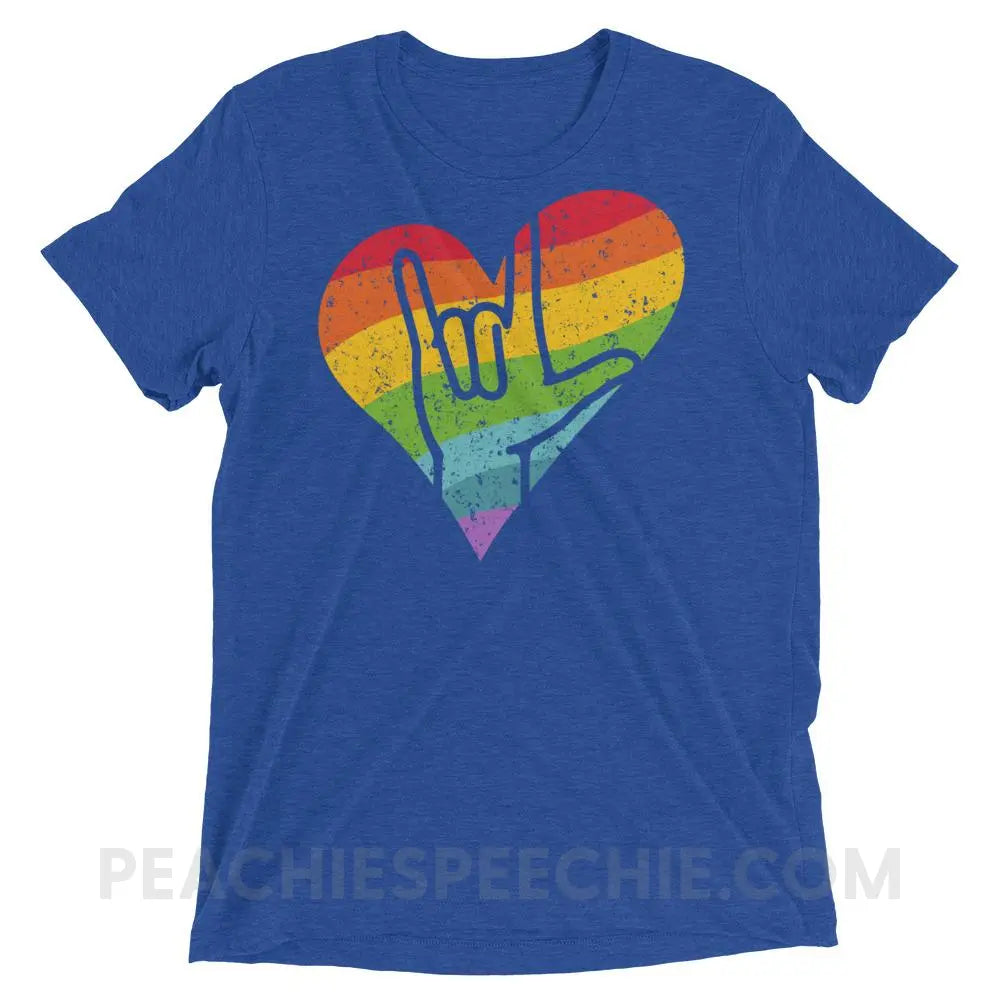 Sign Love Tri-Blend Tee - True Royal Triblend / XS - T-Shirts & Tops peachiespeechie.com