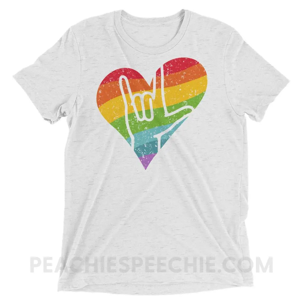 Sign Love Tri-Blend Tee - White Fleck Triblend / XS - T-Shirts & Tops peachiespeechie.com