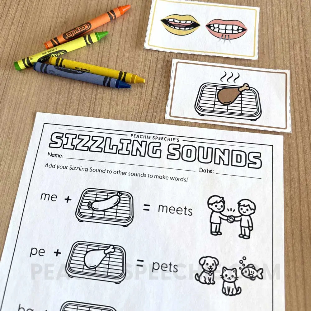 Sizzling Sounds Lateral S Speech Therapy Activity - Materials peachiespeechie.com