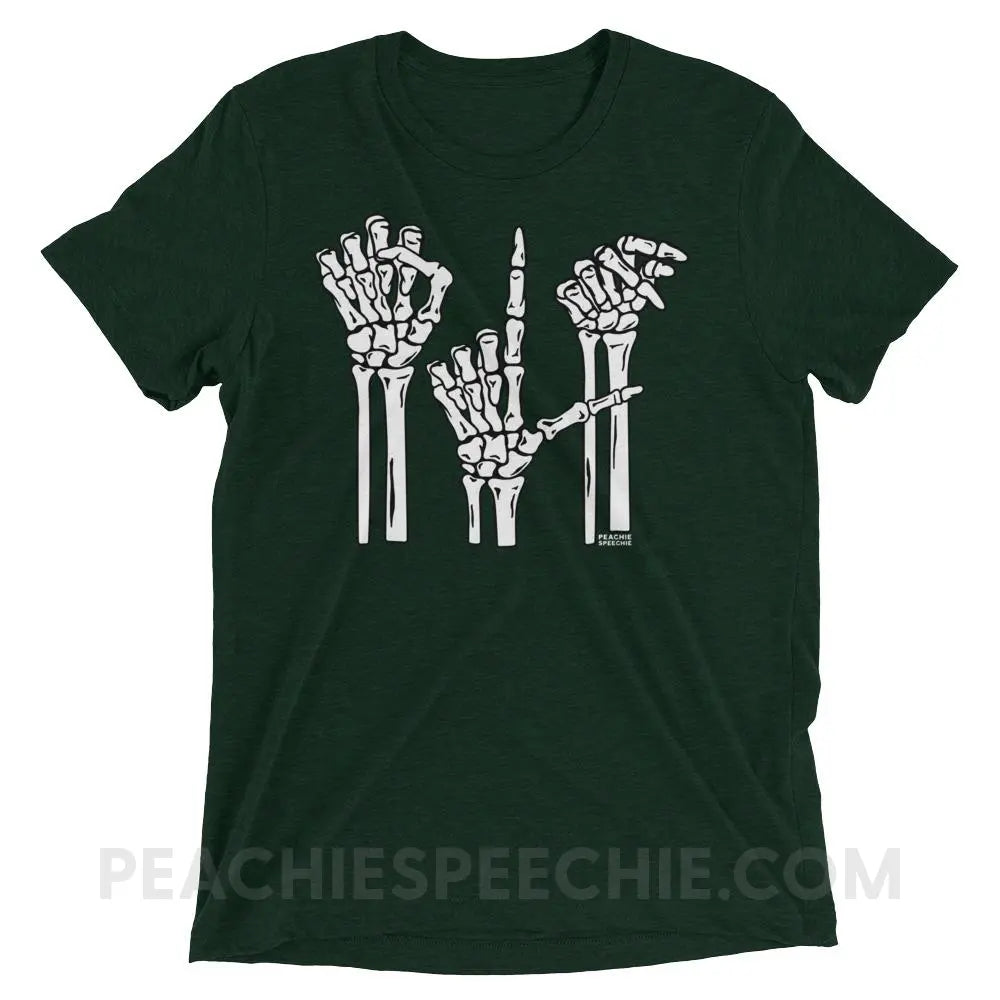 Skeleton SLP Tri-Blend Tee - Emerald Triblend / XS - T-Shirts & Tops peachiespeechie.com