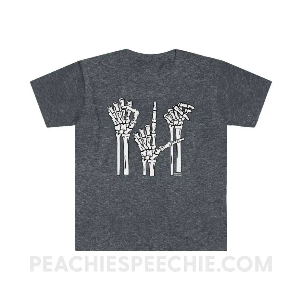 Skeleton SLP Classic Tee - Heather Navy / S - T-Shirts & Tops peachiespeechie.com