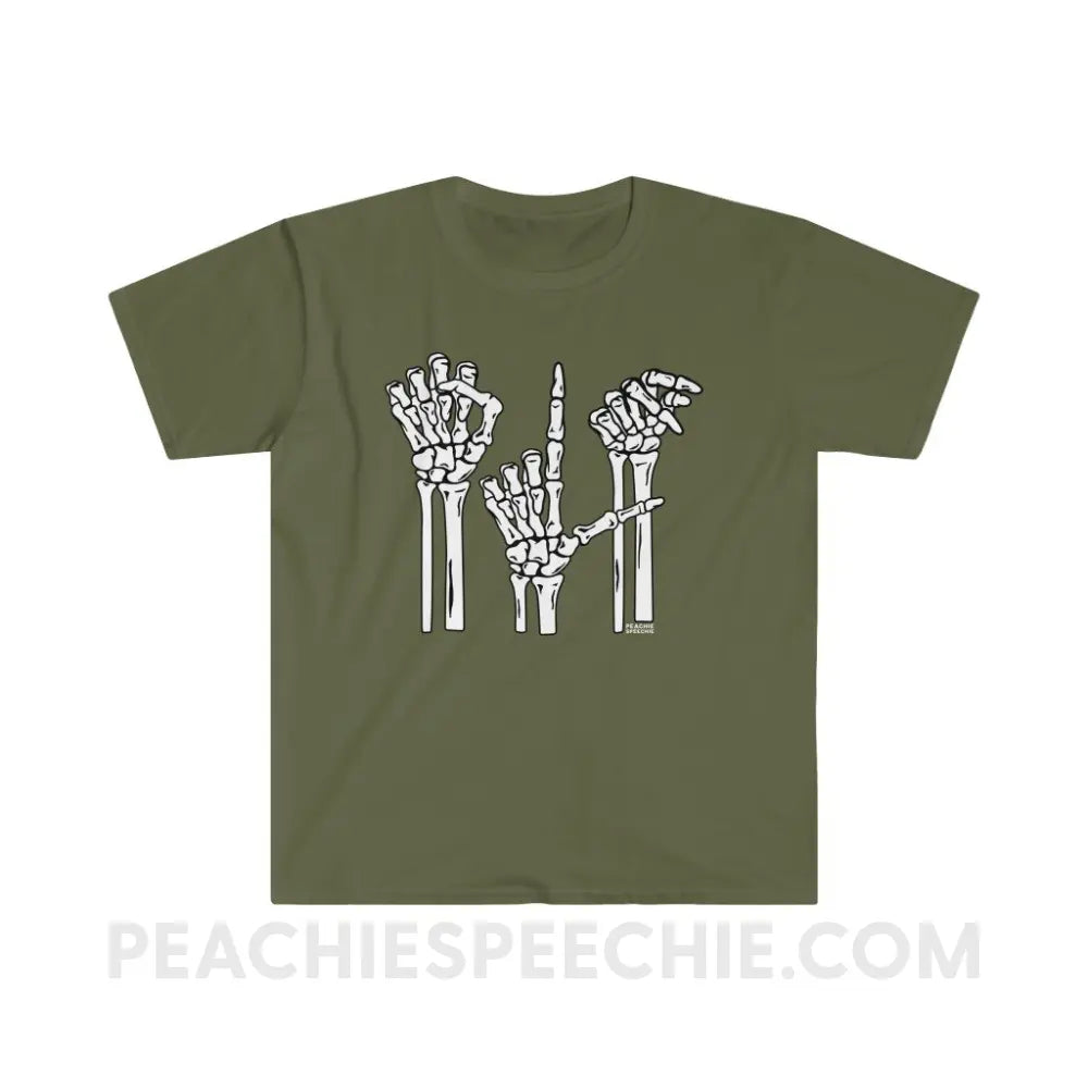 Skeleton SLP Classic Tee - Military Green / S - T-Shirts & Tops peachiespeechie.com