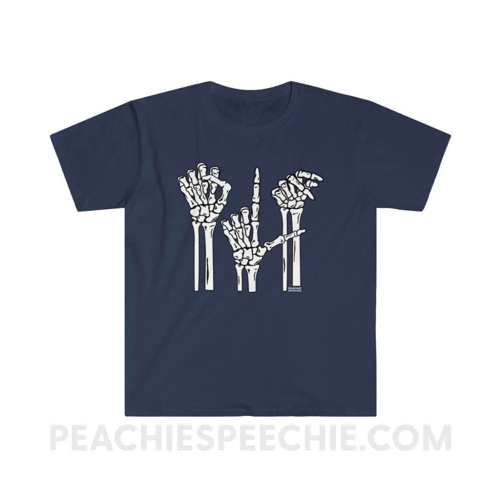 Skeleton SLP Classic Tee - Navy / S - T-Shirts & Tops peachiespeechie.com