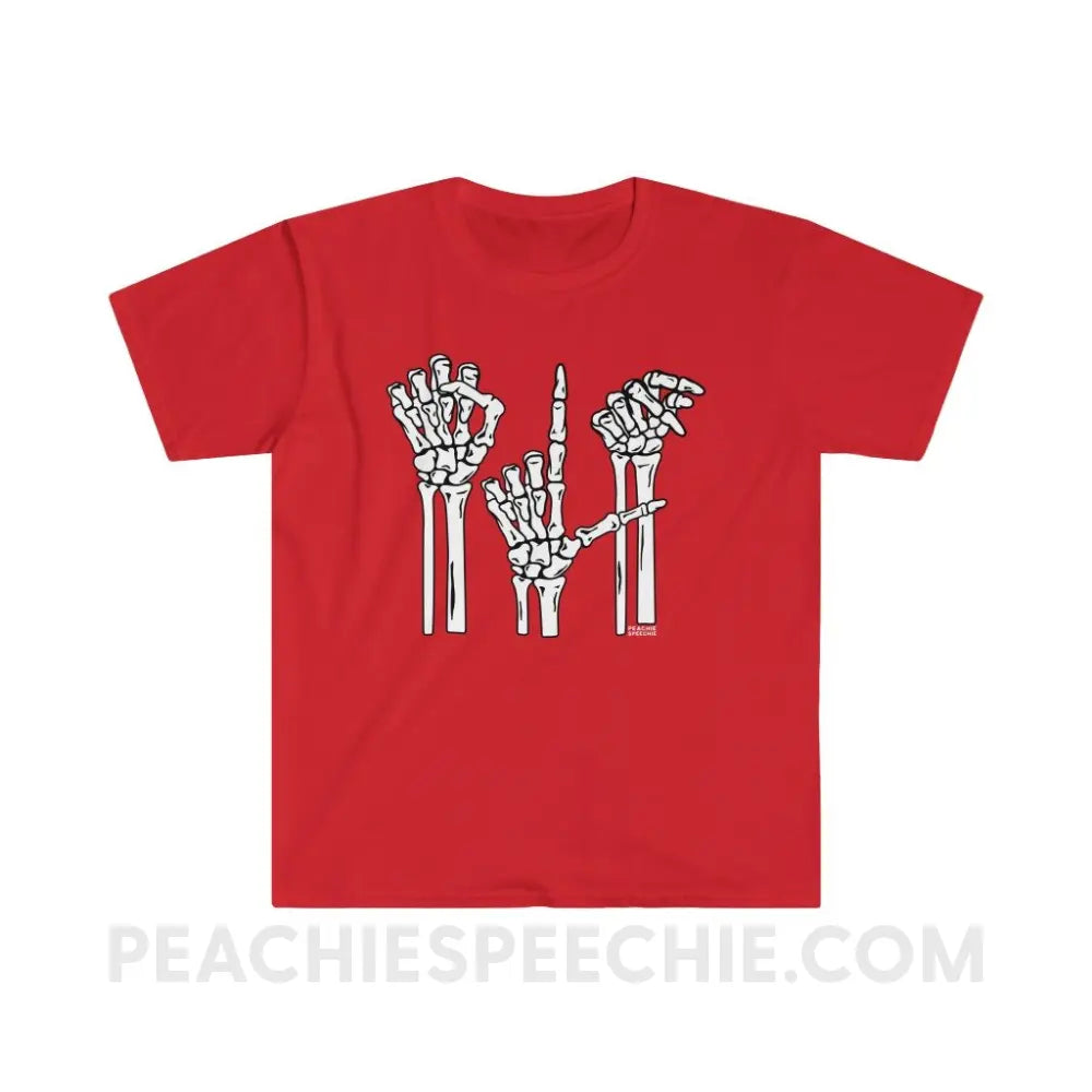 Skeleton SLP Classic Tee - Red / S - T-Shirts & Tops peachiespeechie.com