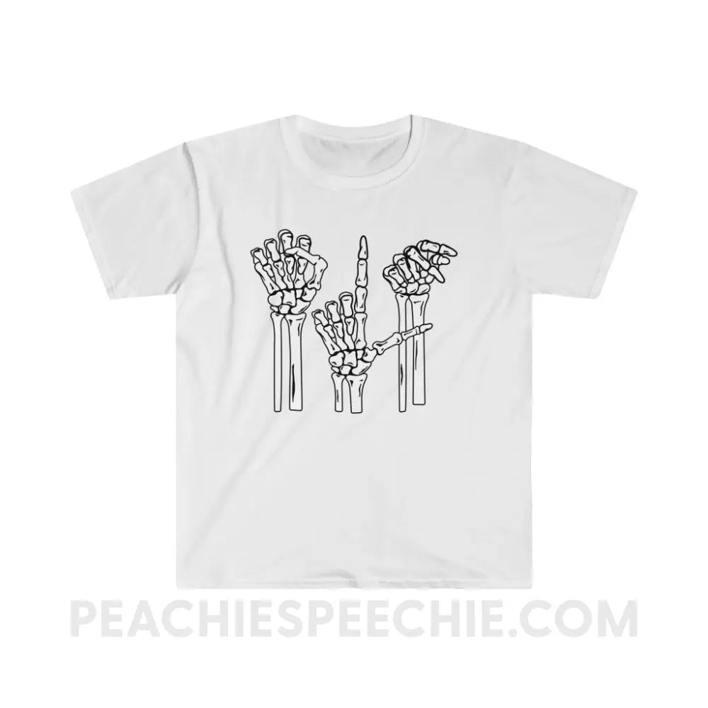 Skeleton SLP Classic Tee - White / S - T-Shirts & Tops peachiespeechie.com