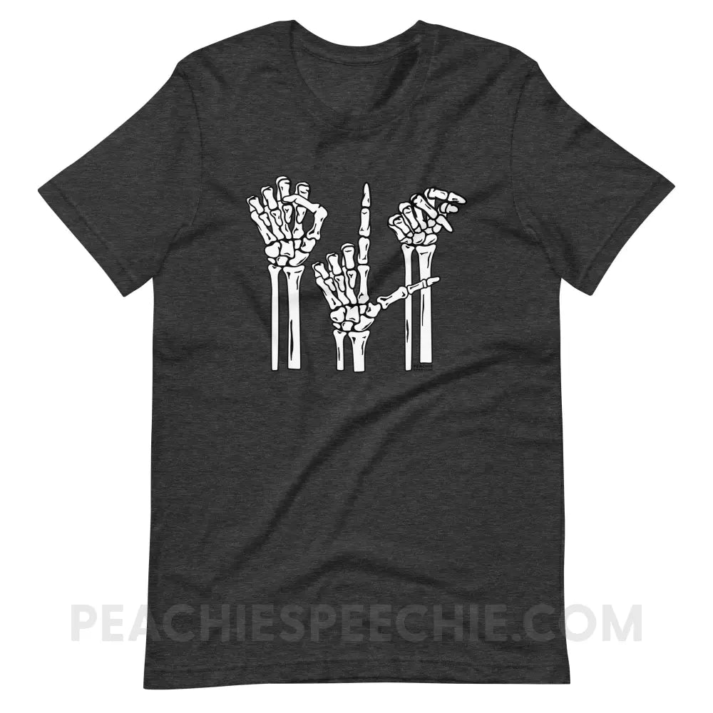 Skeleton SLP Premium Soft Tee - Dark Grey Heather / S - T-Shirts & Tops peachiespeechie.com