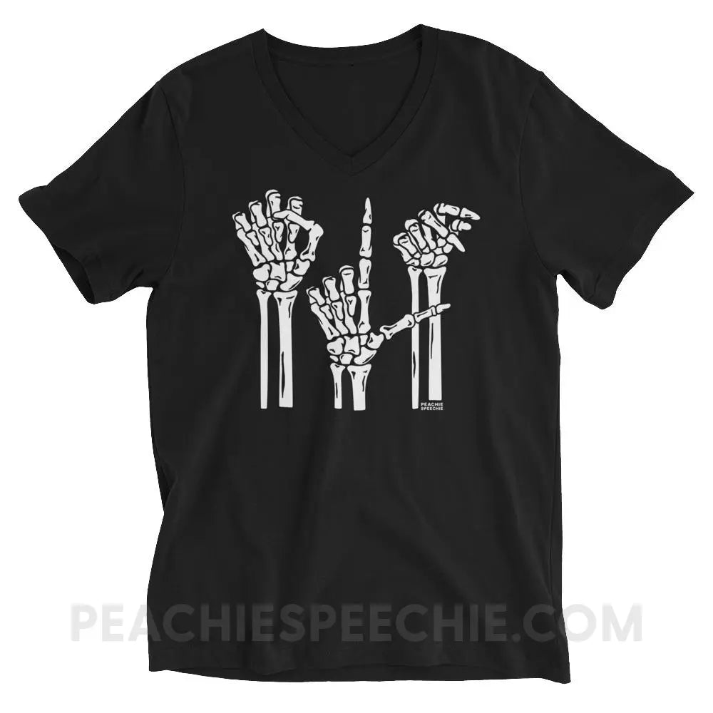 Skeleton SLP Soft V-Neck - S - T-Shirts & Tops peachiespeechie.com