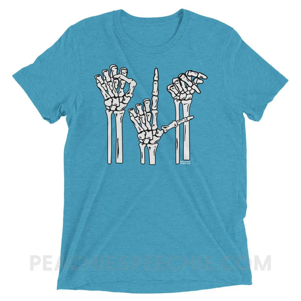 Skeleton SLP Tri-Blend Tee - Aqua Triblend / XS - T-Shirts & Tops peachiespeechie.com