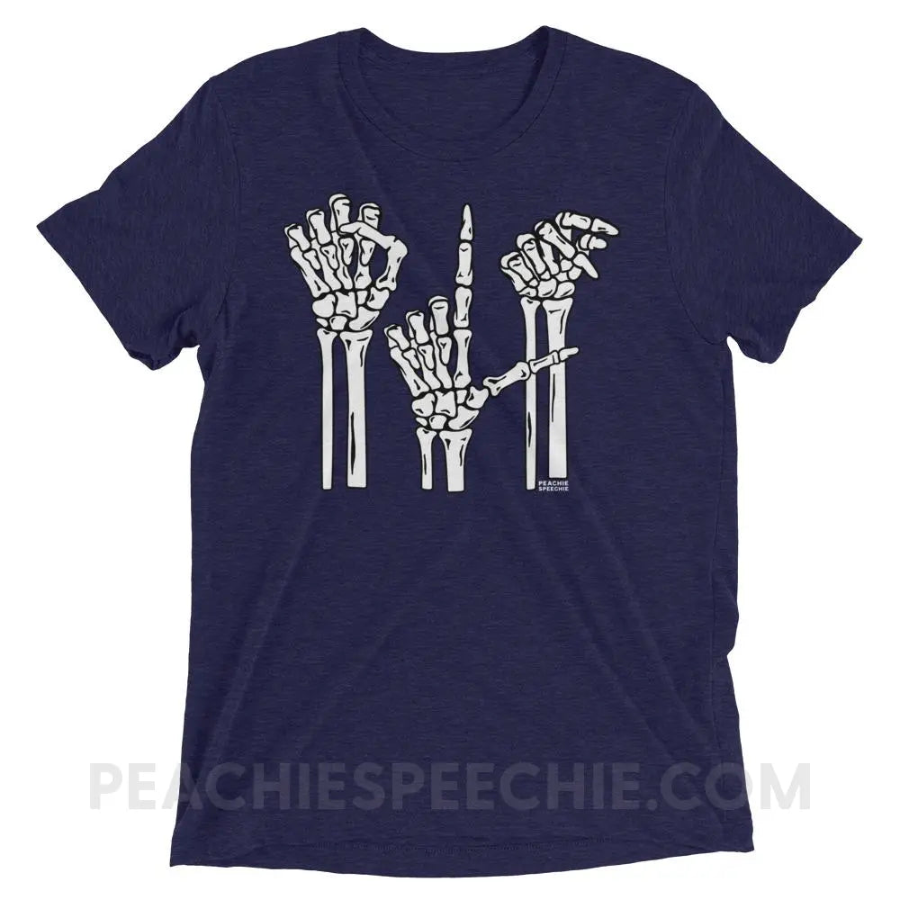 Skeleton SLP Tri-Blend Tee - Navy Triblend / XS - T-Shirts & Tops peachiespeechie.com