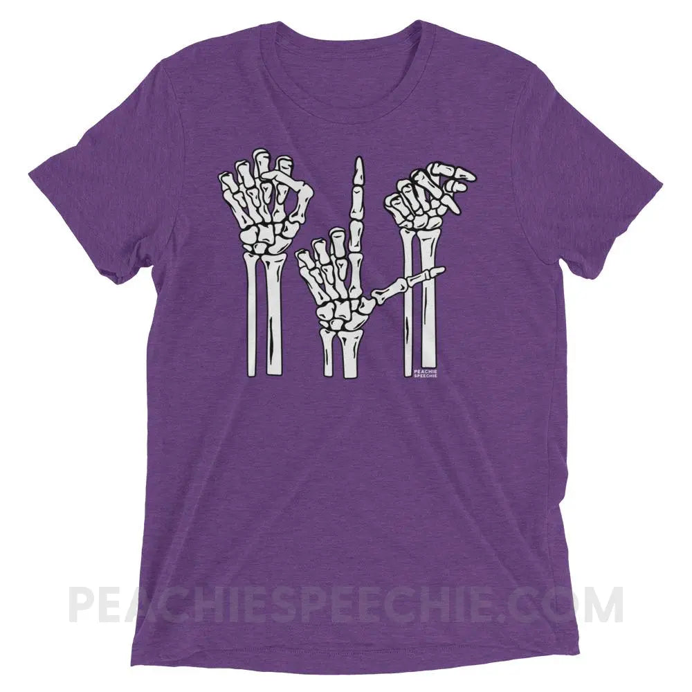 Skeleton SLP Tri-Blend Tee - Purple Triblend / XS - T-Shirts & Tops peachiespeechie.com