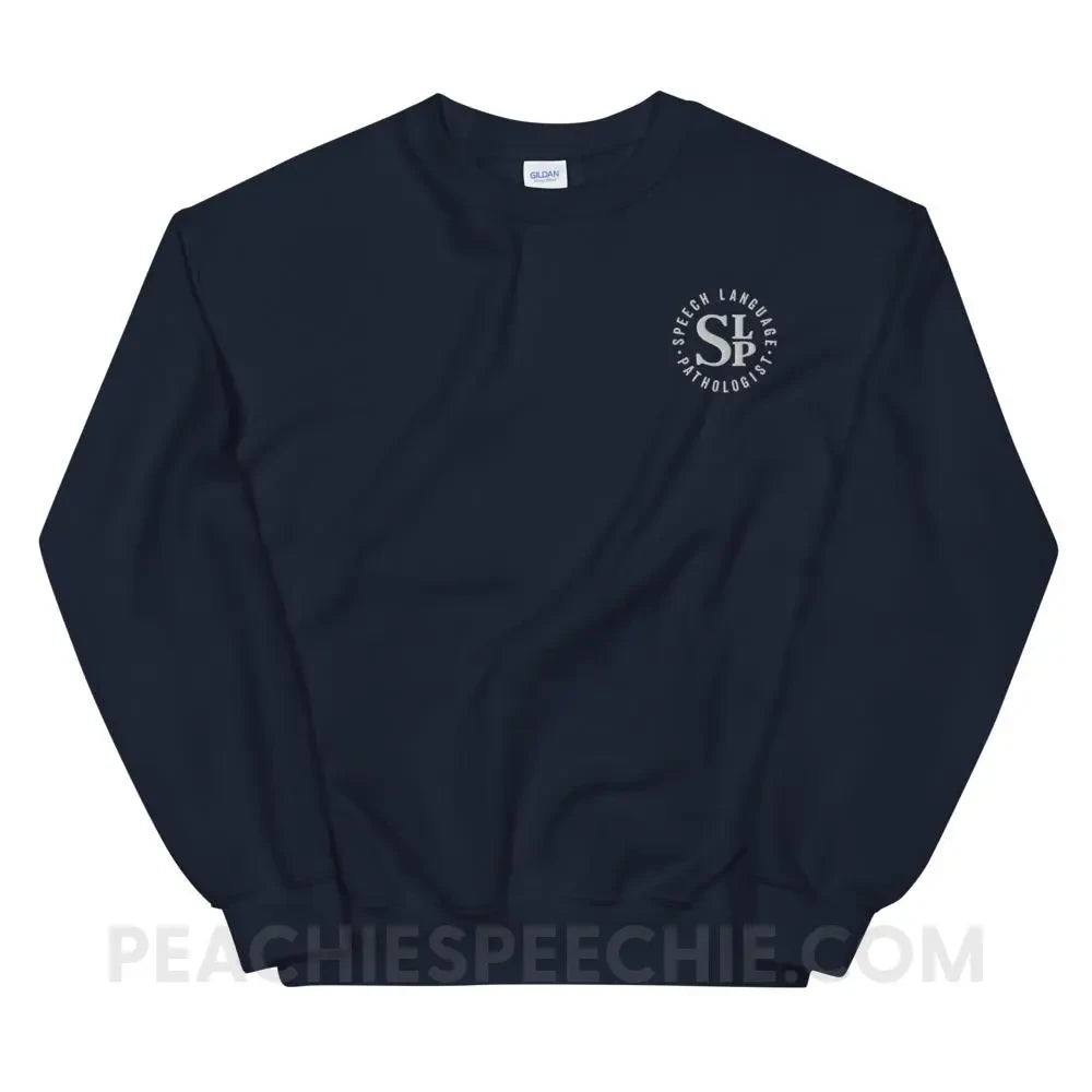 SLP Badge Embroidered Classic Sweatshirt - Navy / S - Hoodies & Sweatshirts peachiespeechie.com