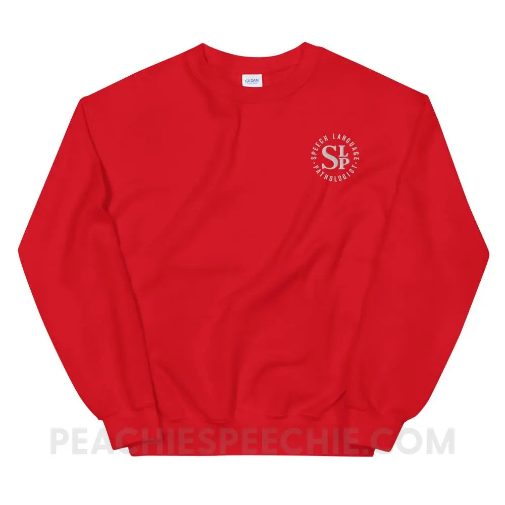 SLP Badge Embroidered Classic Sweatshirt - Red / S - Hoodies & Sweatshirts peachiespeechie.com