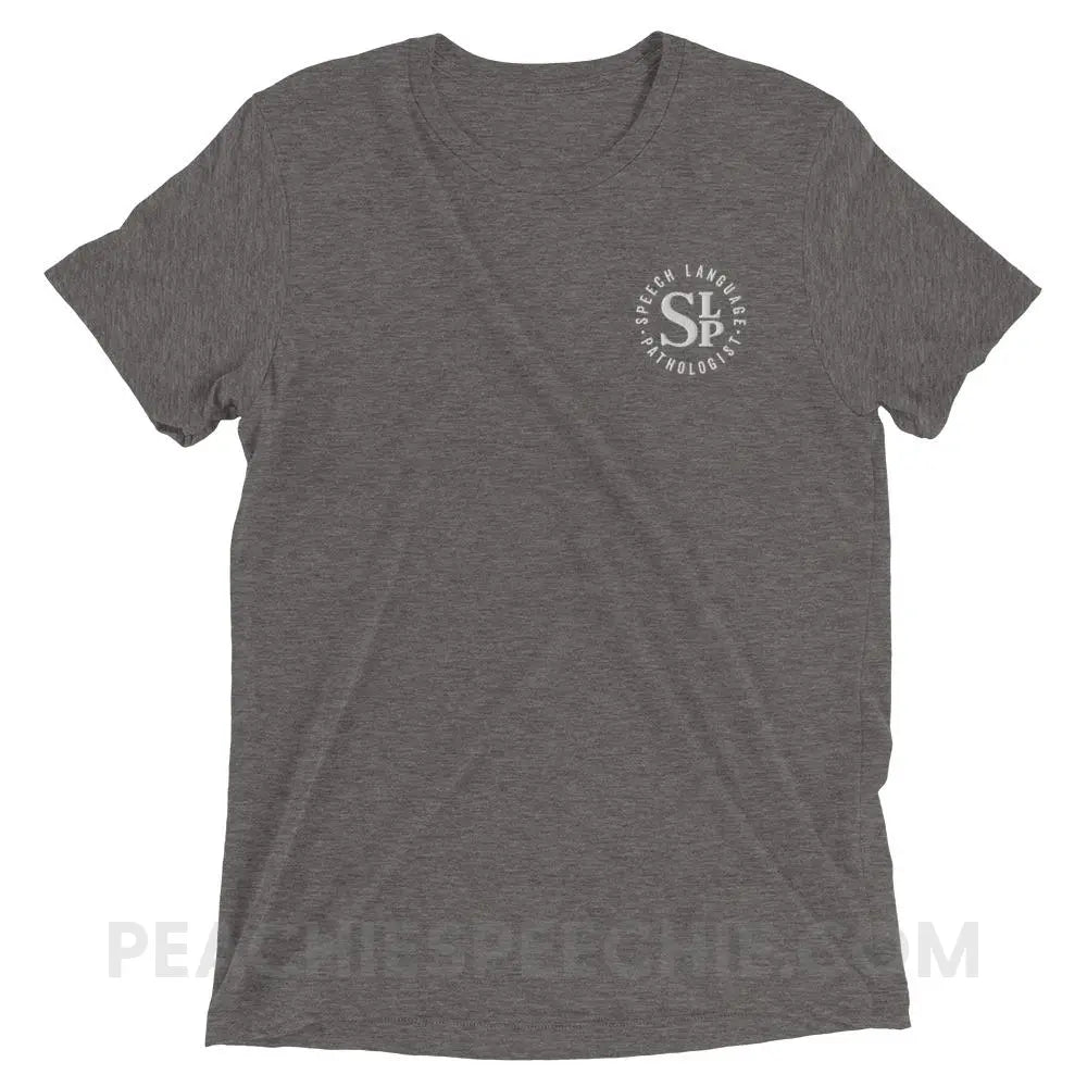 SLP Badge Embroidered Tri-Blend Tee - Grey Triblend / XS - T-Shirts & Tops peachiespeechie.com