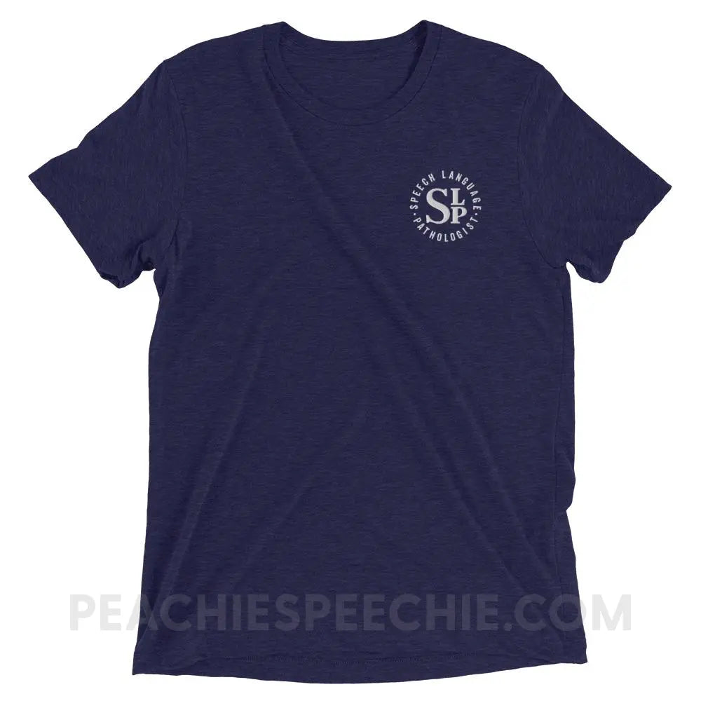 SLP Badge Embroidered Tri-Blend Tee - Navy Triblend / XS - T-Shirts & Tops peachiespeechie.com