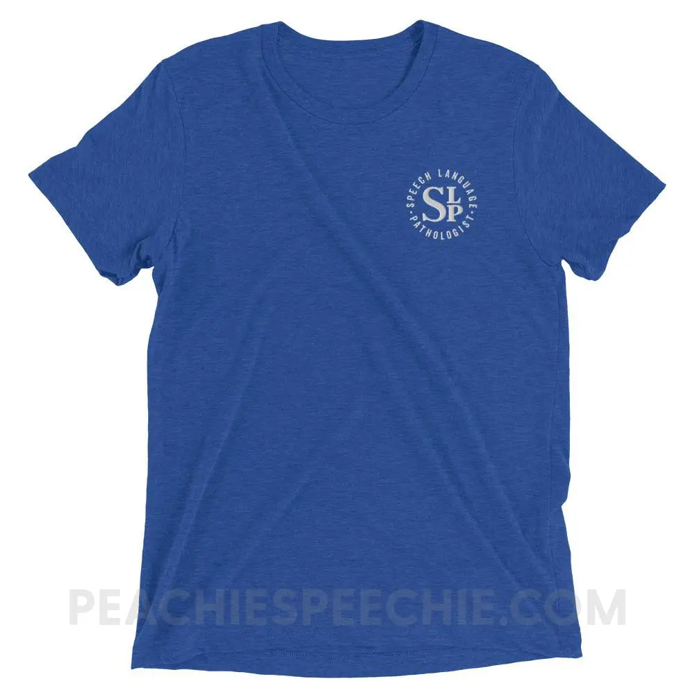 SLP Badge Embroidered Tri-Blend Tee - True Royal Triblend / XS - T-Shirts & Tops peachiespeechie.com