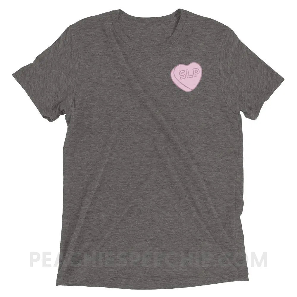 SLP Candy Heart Tri-Blend Tee - Grey Triblend / XS - peachiespeechie.com