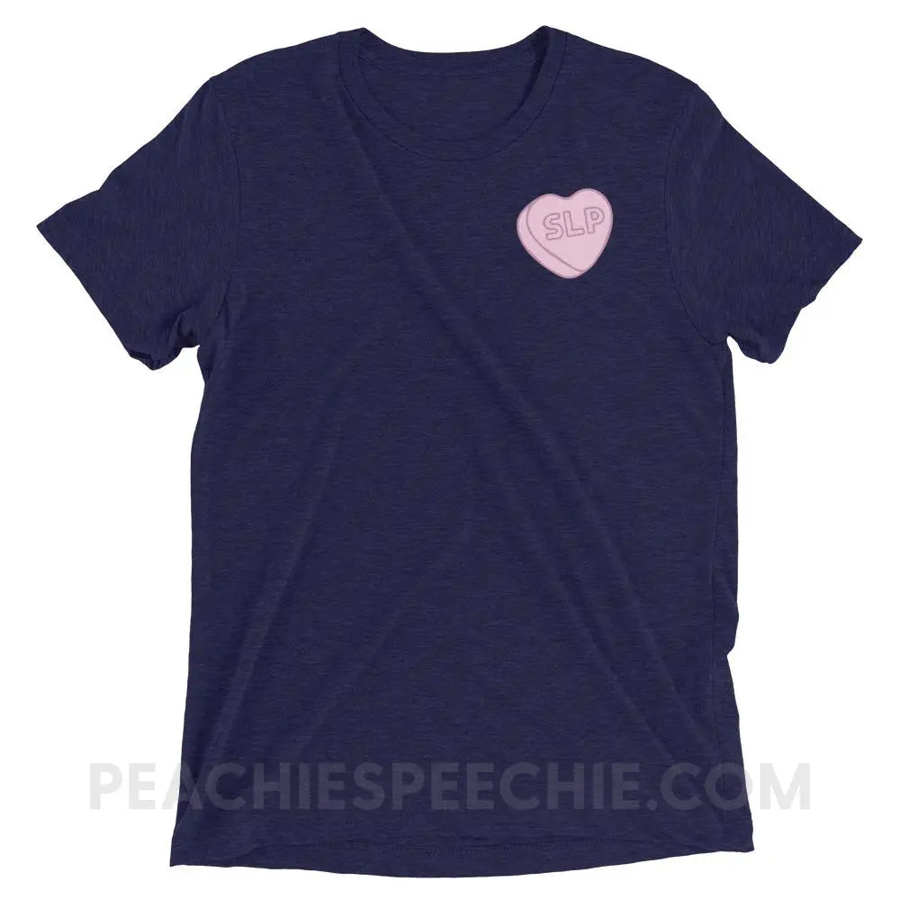 SLP Candy Heart Tri-Blend Tee - Navy Triblend / XS - peachiespeechie.com