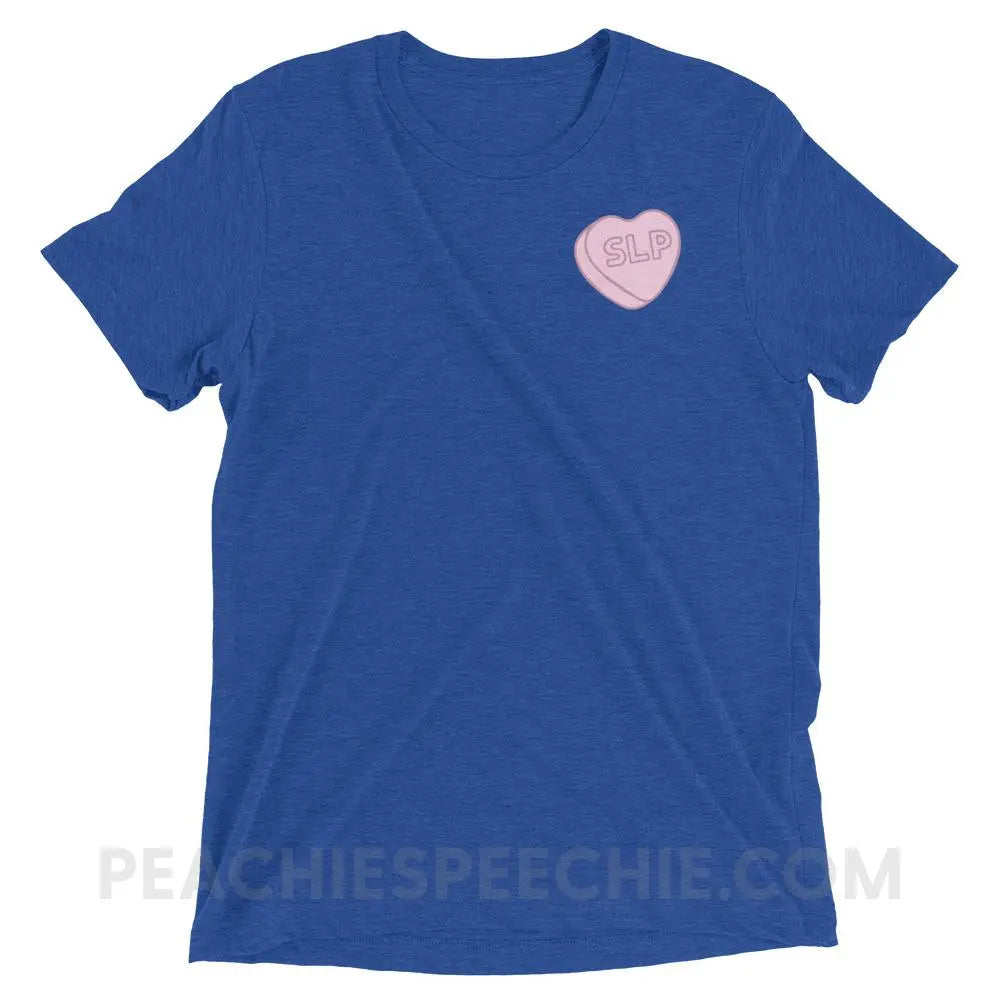 SLP Candy Heart Tri-Blend Tee - True Royal Triblend / XS - peachiespeechie.com