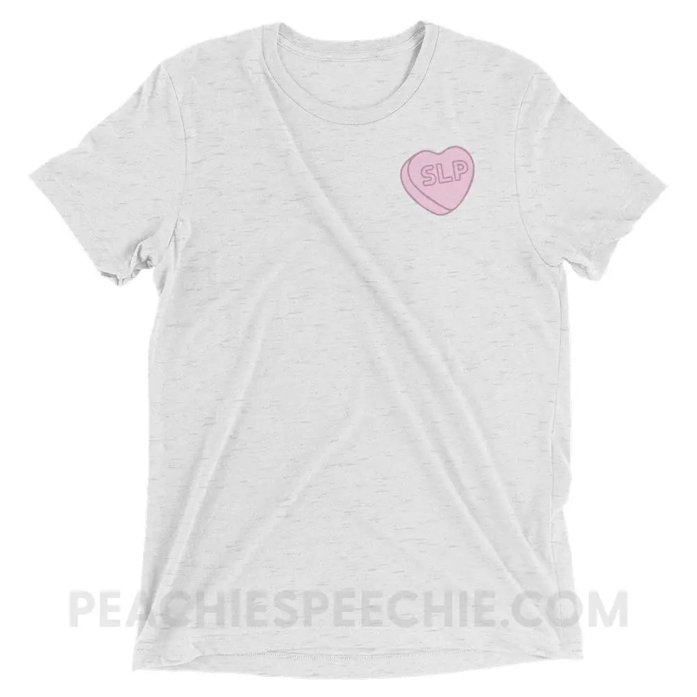 SLP Candy Heart Tri-Blend Tee - White Fleck Triblend / XS - peachiespeechie.com