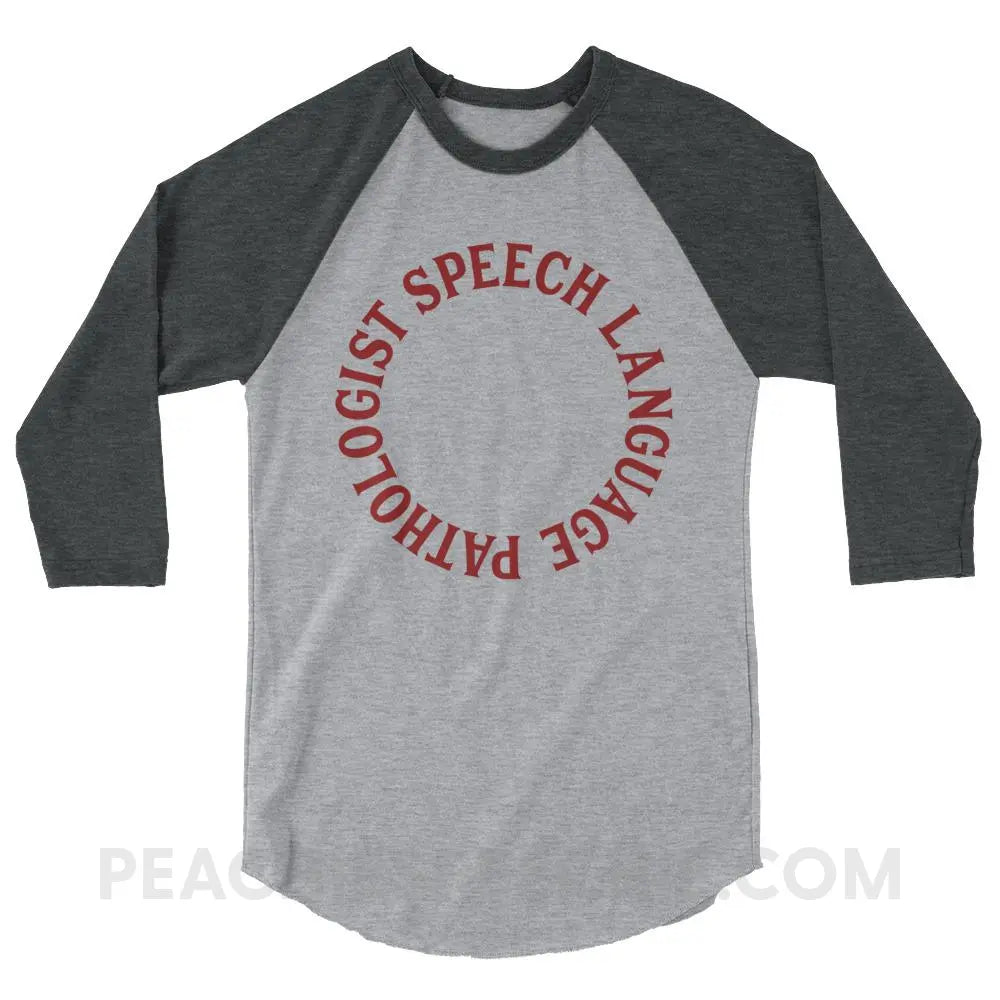 SLP Circle Baseball Tee - Heather Grey/Heather Charcoal / XS - T-Shirts & Tops peachiespeechie.com