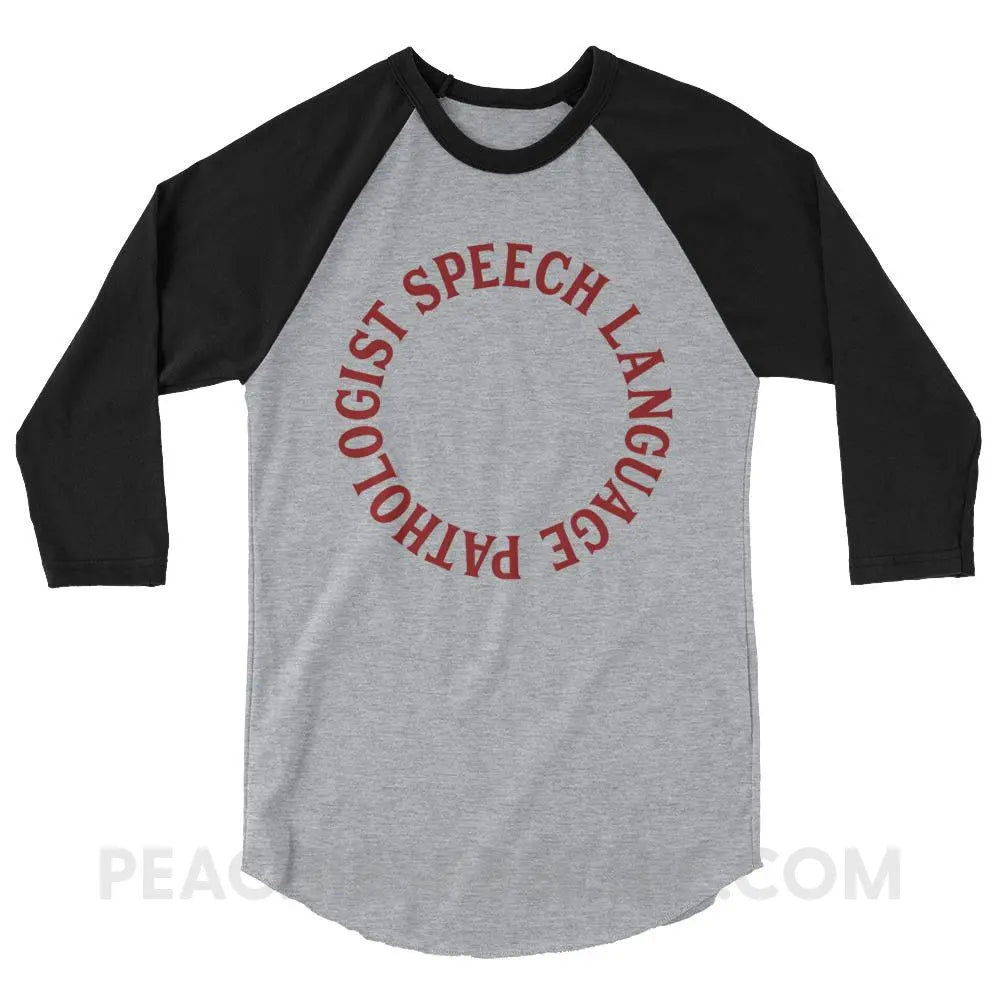 SLP Circle Baseball Tee - Heather Grey/Black / XS - T-Shirts & Tops peachiespeechie.com