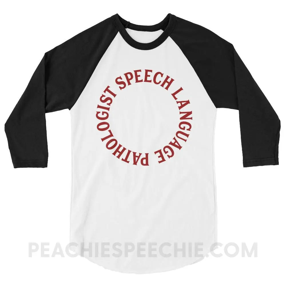SLP Circle Baseball Tee - White/Black / XS - T-Shirts & Tops peachiespeechie.com