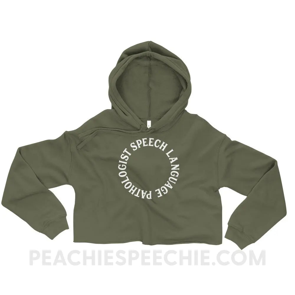 SLP Circle Soft Crop Hoodie - Military Green / S - Hoodies & Sweatshirts peachiespeechie.com