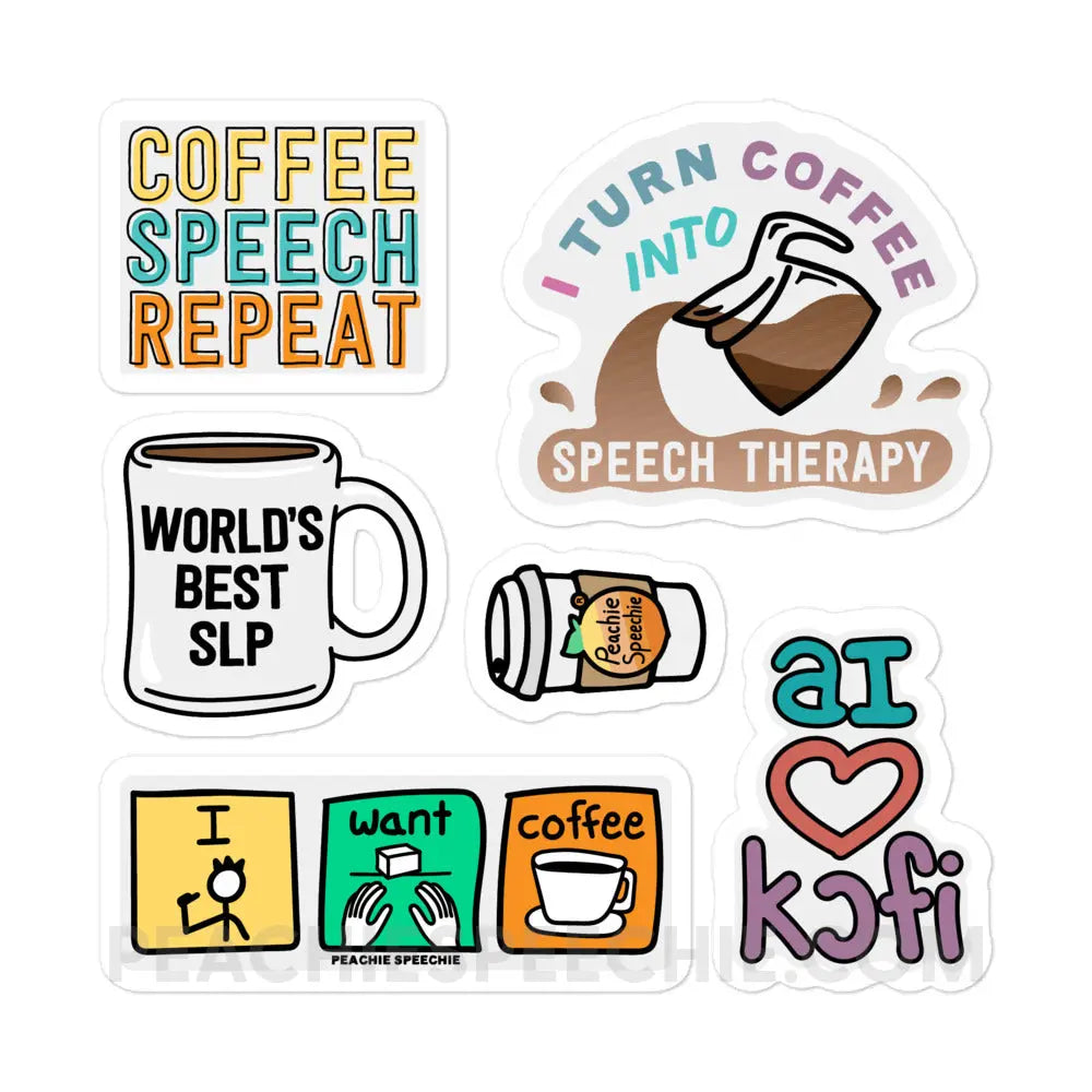 SLP Coffee Stickers - peachiespeechie.com