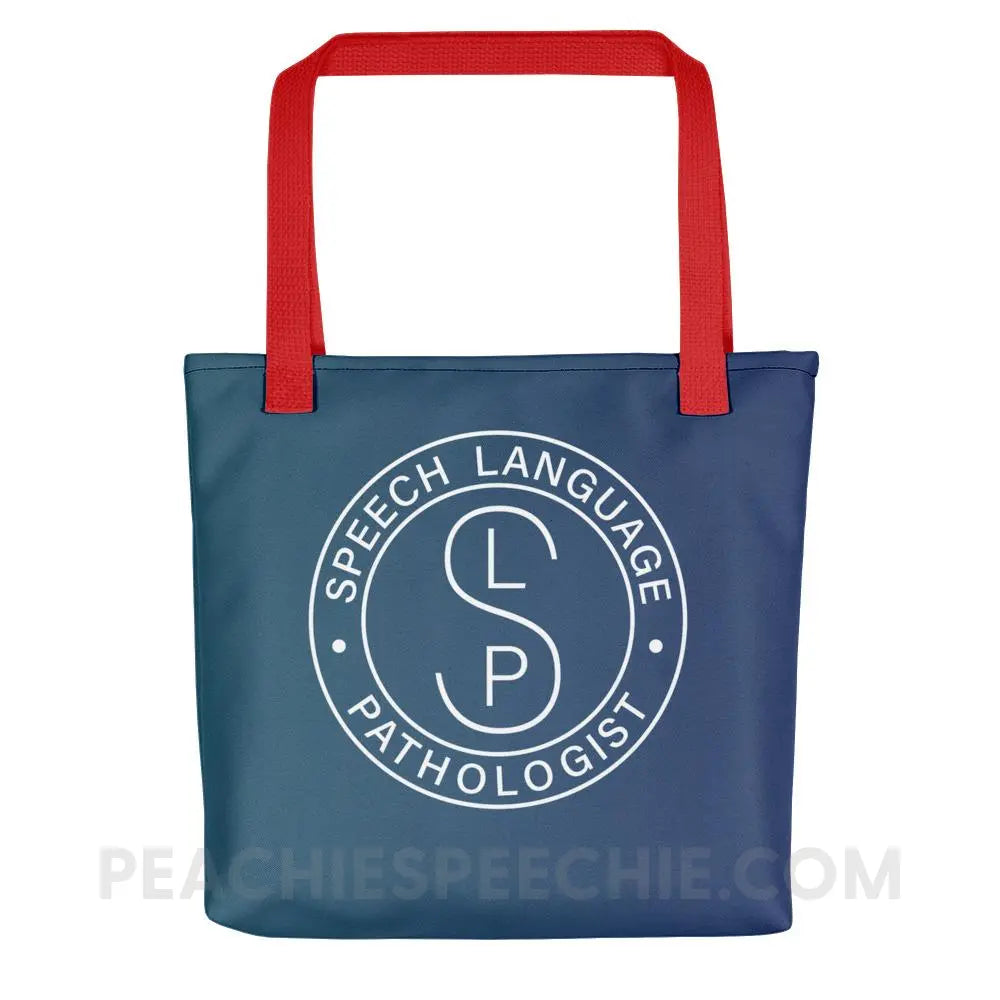 SLP Emblem Tote Bag - Red Bags peachiespeechie.com