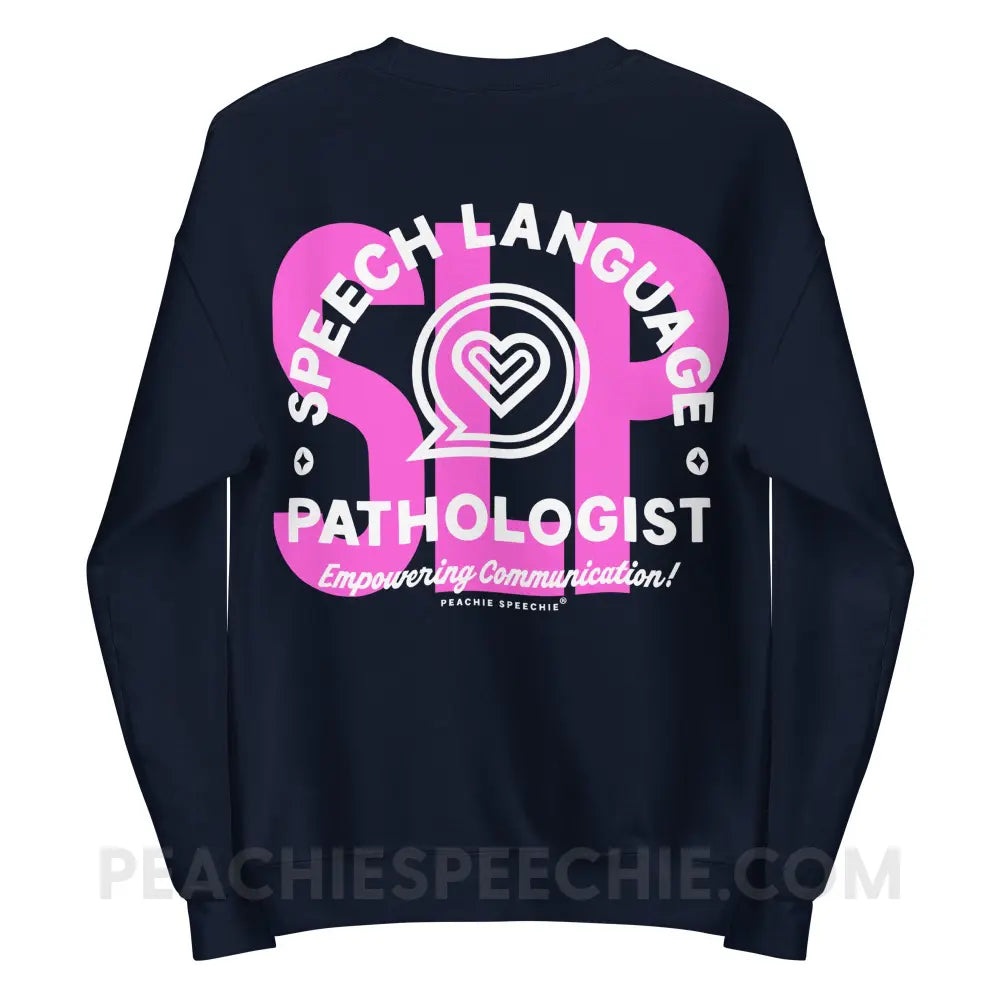 SLP Empowering Communication Classic Sweatshirt Navy / S peachiespeechie.com