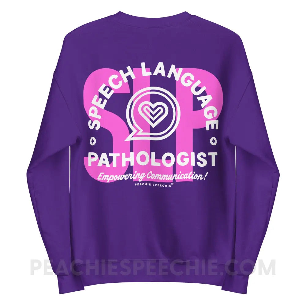 SLP Empowering Communication Classic Sweatshirt Purple / S peachiespeechie.com