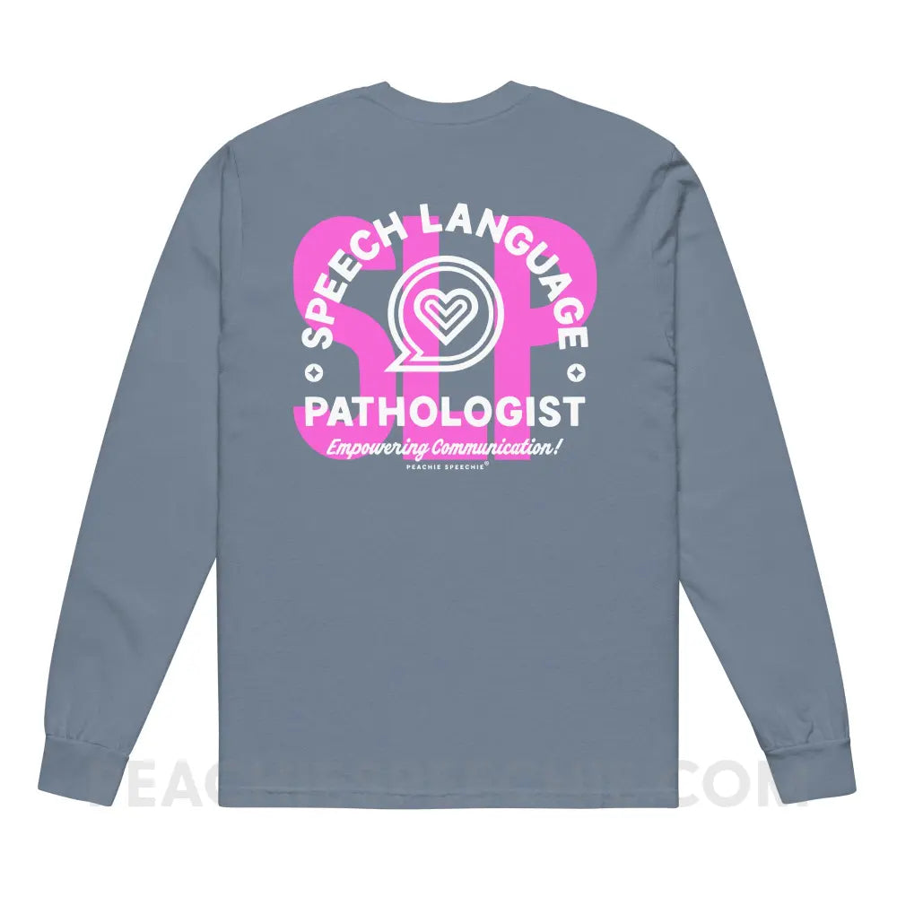 SLP Empowering Communication Comfort Colors Long Sleeve Blue Jean / S peachiespeechie.com