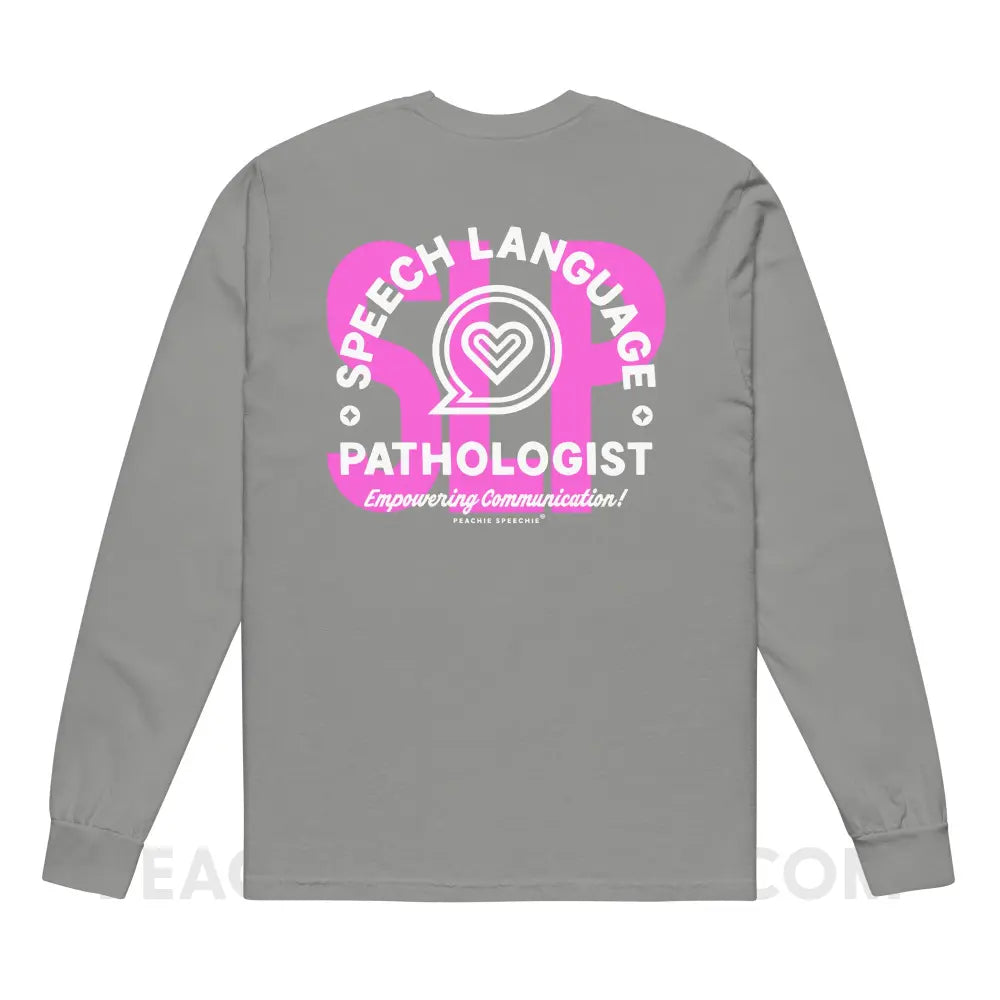 SLP Empowering Communication Comfort Colors Long Sleeve Grey / S peachiespeechie.com